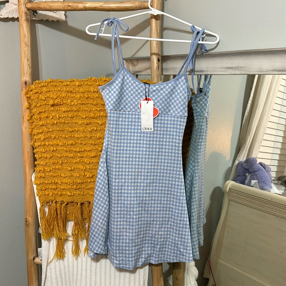 Cider blue and white checker board dress